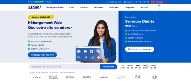 Accès site web oxahost